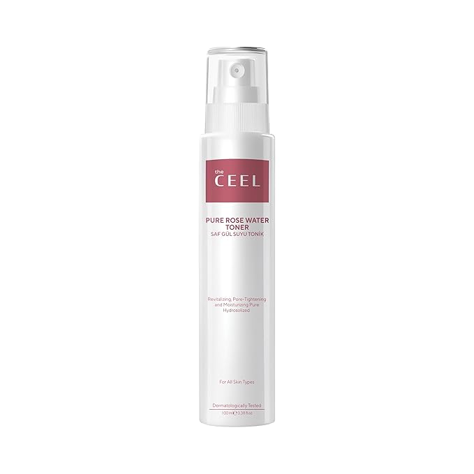 The Ceel Rose Water Toner, Rose Water Facial Toner, 100% Organic, Pure and Natural, Revitalising, Pore Tightening for Face, Eye Area and Body, Rose Water, Spray 100 ml