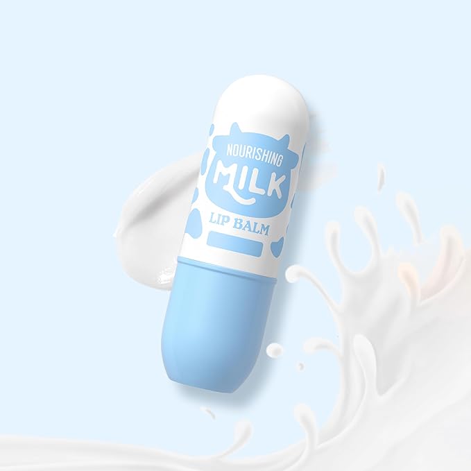 Milk Nourishing Lip Balm, Hydrating Jelly Lipstick, Fade Lip Lines Remove Dead Skin Moisturizing Lip Balm, Prevent Dry & Cracked Lips, Infused with Vitamin E Lip Care Moisture Lip Balm