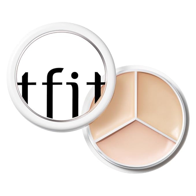 Multi-Use Pot Concealer - Triple Palette | High-Pigmented, Full Coverage & Crease-Proof | Korean Concealer for Dark Circles, Redness & Blemishes (00 Light, 0.52 Oz)
