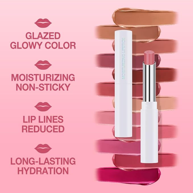 Tinted Lip Balm Moisturizing Lipstick, Peach Pink Hydrating Lipstick for Women, 24 Hour Long Lasting Moisturization Lip Gloss Stain Makeup, Lightweight Non Greasy Moisturizer Lips, 08