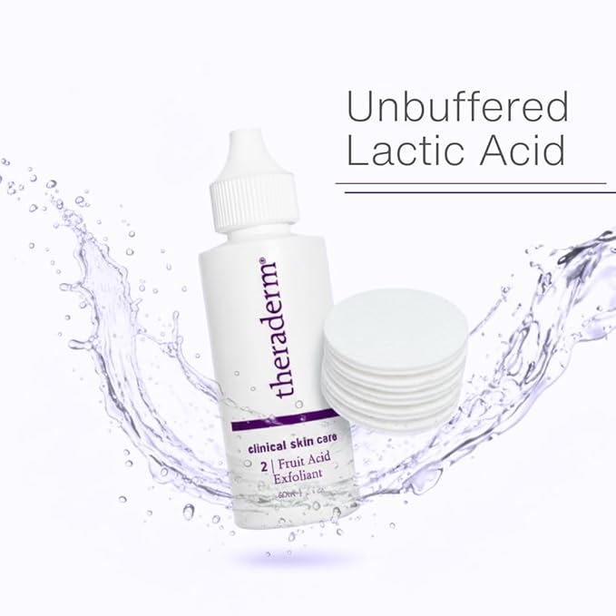 Theraderm Fruit Acid Exfoliant Toner – Lactic Acid AHA Exfoliating Toner for Smoother, Brighter-Looking Skin, 2 oz