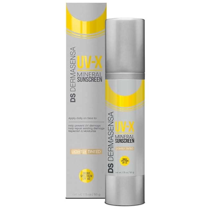 UV-X Mineral Sunscreen SPF 40 – Broad Spectrum Daily Facial Sunscreen, 1.75 oz (50g) (Lightly Tinted)