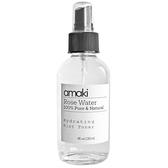 Amaki Pure Rose Water Mist Toner - Alcohol Free - The Best Moisturizer for Mature, Acne Prone Skin Reduce Blackheads, Pimples and Adult Acne While Restoring Hydration Even to Overly Dry Skin