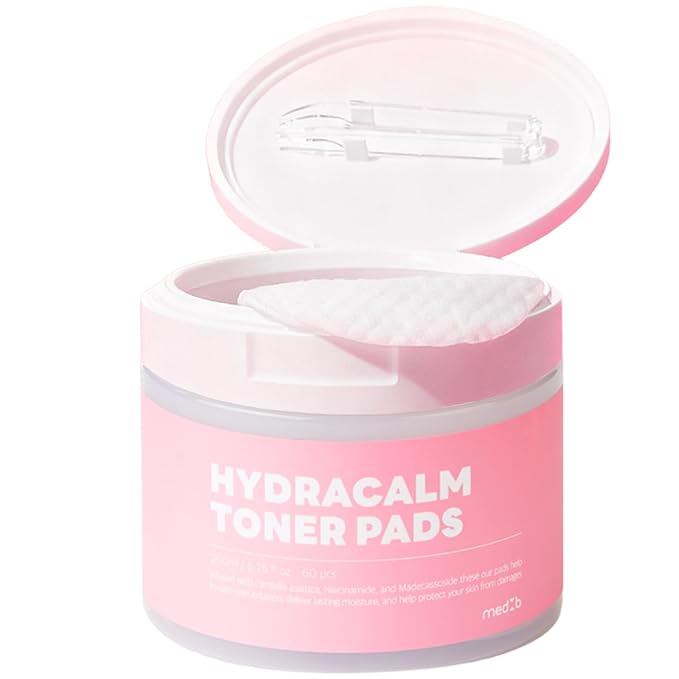medb Toner Pads, Moisture Glow Skin Face Pads Hydrating for Troubled Skin & Breakouts Korean Skin Care Cotton Pads for Face 40% Centella, Asiatic Acid, Alcohol-Free & Paraben-Free, 60 Counts
