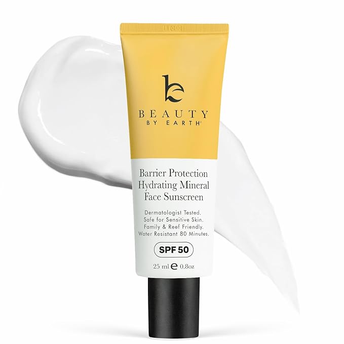 Mineral Face Sunscreen SPF 50 - Barrier Protection Hydrating Facial Sunscreen, Broad Spectrum Zinc Oxide, Lightweight Non-Greasy Daily SPF for Sensitive Skin