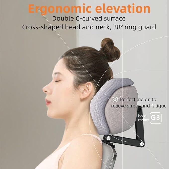 Headrest Attachment for Office Chair, Attachable Chair Head Rest, Desk Chair Neck Support, Elastic Sponge Head Pillow Adjustable Height and Angle (Upgraded Version(Gray))