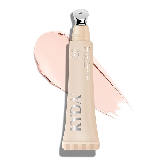 Mineral Sunscreen Eye Cream, SPF 35 3-in-1 Anti-Aging Sunscreen Under Eye Corrector for Smooth Eyelines Cover Dark Circle, Fine Lines Puffiness and Bags-04 Pink