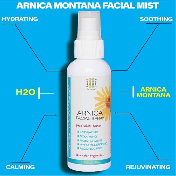 Bruizex Arnica Montana Hydrating Face Mist, Soothing & Rejuvenating Facial Spray, Face Toner for Sensitive Skin, Face Puffiness Reduction, Suitable for All Skin Types, Lavender Face Spray, 4 Fl Oz