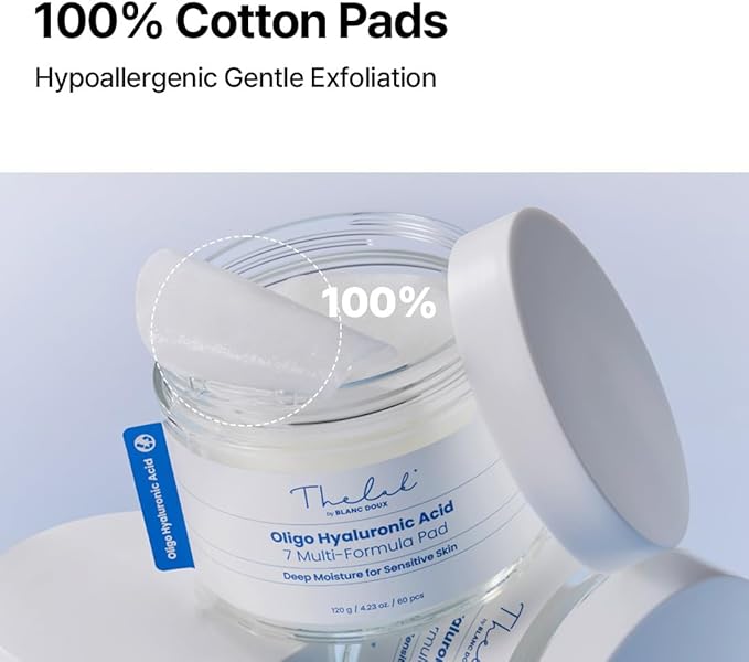 Oligo Hyaluronic Acid 7 Multi Formula Pads 120g - Deep Moisture, Calming Care, Soft Cotton Pads, Ideal for All Skin Types, Korean Skin Care (60 Units)