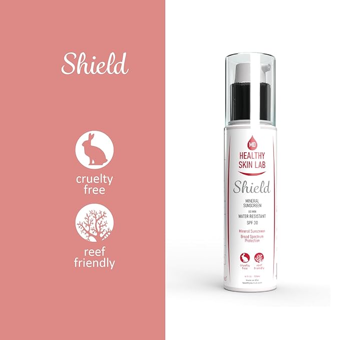 Healthy Skin Lab Shield, Moisturizer & Mineral Sunscreen SPF 30, Broad Spectrum For Face & Body, Zinc Oxide & Titanium Dioxide For Protecting & Hydrating Sensitive Skin, Dermatologist Recommended, 4oz