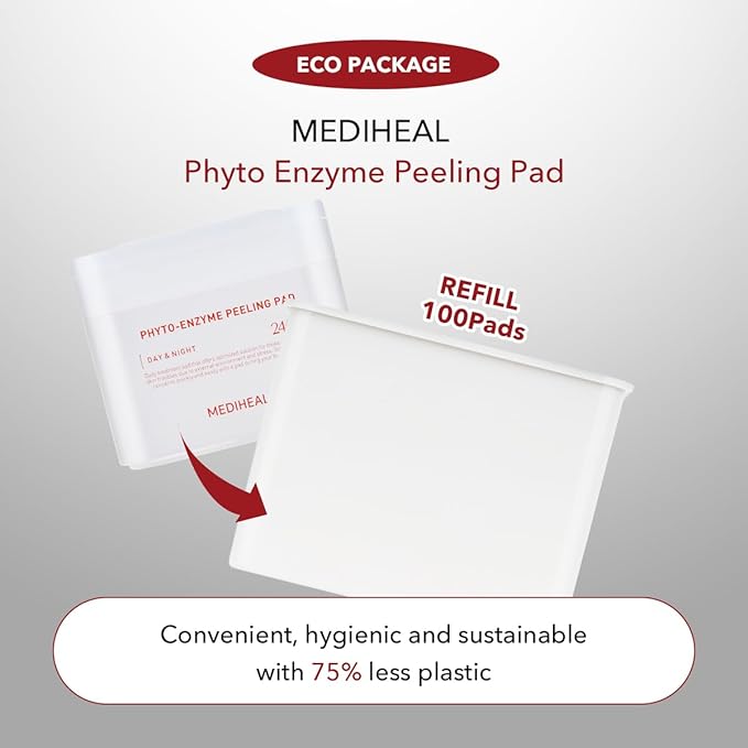 (Only Refill) Mediheal Phyto Enzyme Peeling Pad (90 Pads) - Pore Tightening Pads to Control Sebum - Vegan Gauze Pad