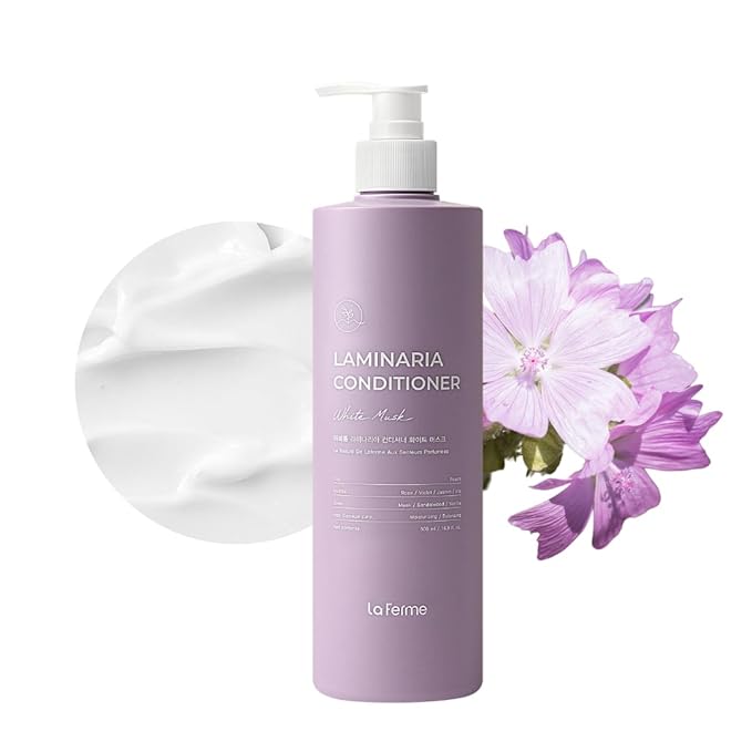 laferme Laminaria Damaged Hair Care Conditioner with Organic ingredient, Smoothing for Anti-Frizz, Hydrating & Moisturizing, Sulfate & Paraben Free, For Women & Men, 16.9 Fl Oz b (White Musk)