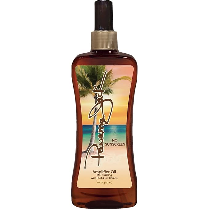 Panama Jack Amplifier Suntan Oil - Contains No Sunscreen Protection (0 SPF), Light Formula with Exotic Oils, Fruit and Nut Extracts, Tropical Fragrance, 8 FL OZ