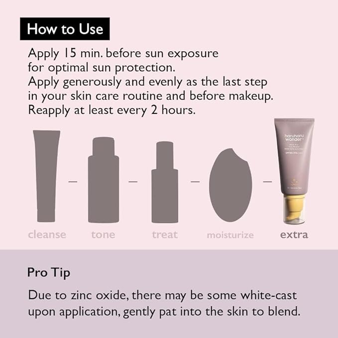 Haruharu Wonder Black Rice Pure Mineral Relief Daily Sunscreen, SPF50+/PA++++, Broad Spectrum UVA/UVB, Octinoxate & Oxybenzone Free, Hyaluronic Acid, Niacinamide (50ml / 1.69fl.oz)