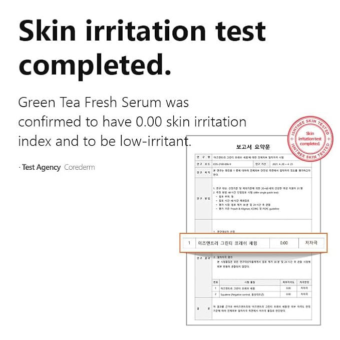 ISNTREE Green Tea Fresh Serum 50ml, 1.69 fl oz | Jeju Green Tea Extract | Controls Excessive Sebum | Balances Oil & Moisture | Relieves & Hydrates Skin | Korean Skincare