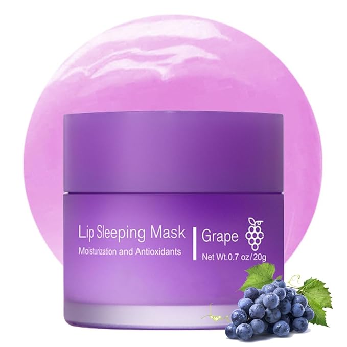 Sleeping lip mask, Nourish & Hydrate Lip Mask With Vitamin C, Antioxidants, Lip Balm, Lip Skin Care, Improve Lip Color, Reduce Lip Lines (Grape)