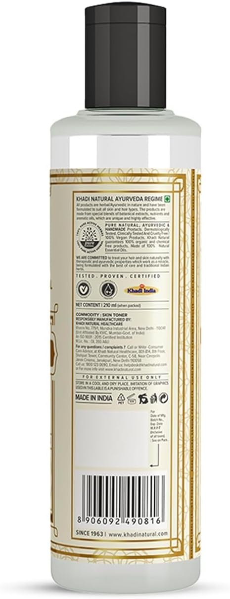 Khadi Natural Rose Water Skin Toner, Soothing & Purifies, All Skin Types, 210ml