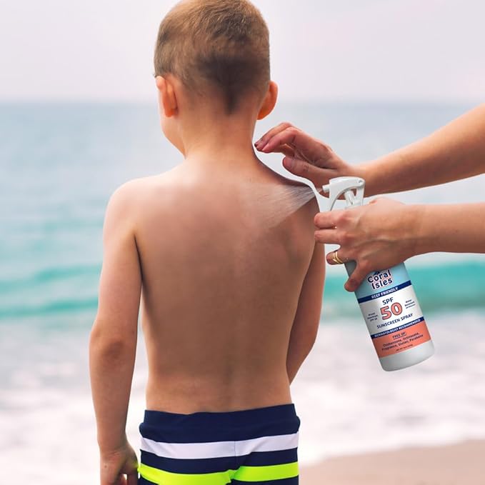 Coral Isles SPF 50 Sunscreen | 16 Fl Oz Spray Bottle | Broad Spectrum UVA/UVB | Octinoxate & Oxybenzone Free | Water Resistant | Fragrance Free