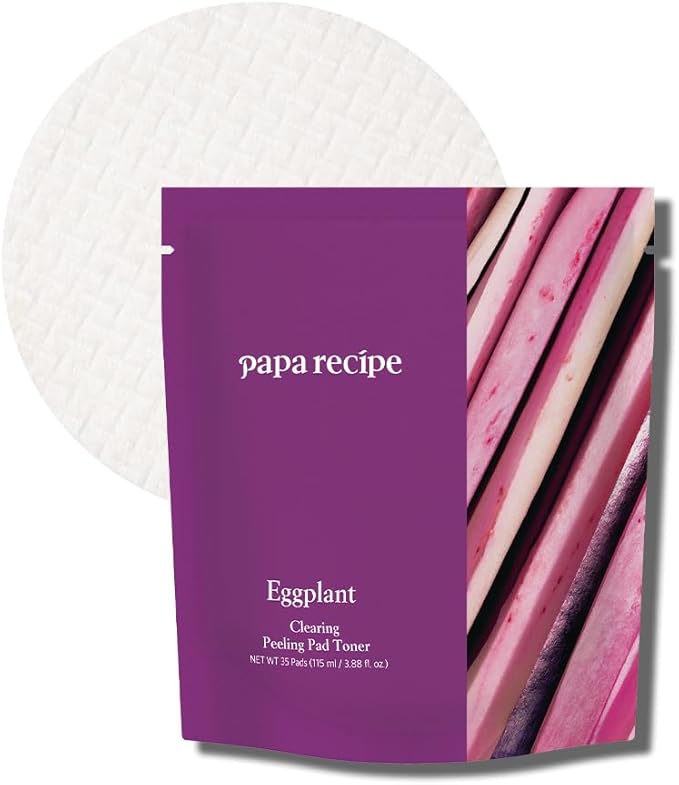 Papa Recipe Eggplant Exfoliating Toner Pads Refill (35 Sheets) – with AHA BHA PHA for Sebum Control, Pore Care, and Smoother Skin – Korean Skincare