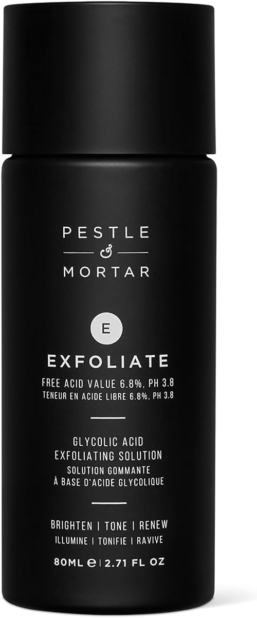 Pestle & Mortar Exfoliate 6.8% Glycolic Acid Facial Toner, Minimizes Pores and Even Skin Tone, Gentle AHA Exfoliator for face, Vegan & Cruelty-Free, 80ml