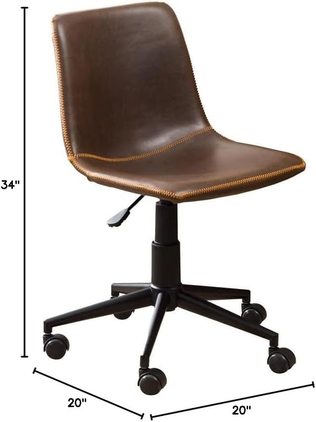 Roundhill Furniture Cesena Faux Leather 360 Swivel Air Lift Office Chair, Brown