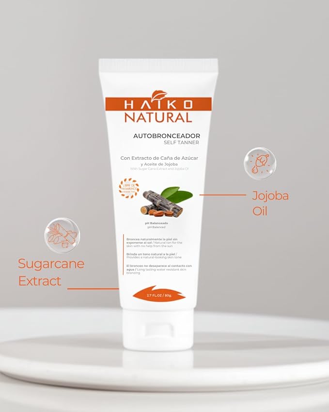 Natural Self Tanner with Sugar Cane Extract & Jojoba Oil. Buildable, Even Glow Without Sun. Deeply Hydrating & pH Balanced. Fast-Drying, Streak-Free - 2.7 fl oz / 80g