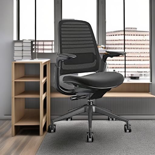 Steelcase Series 1 Office Chair - Ergonomic Work Chair with Wheels for Carpet - Helps Support Productivity - Weight-Activated Controls, Back & Arm Support - Easy Assembly - Licorice