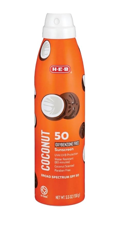 HEB Sunscreen Spray SPF 50 Broad Spectrum 5.5oz - 1 Bottle (Coconut)