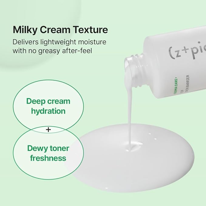 Zipiderm EGF Skin Barrier Cream Toner – Korean Milky Hydrating Toner for Dry, Sensitive & Acne-Prone Skin with Ceramides, Hyaluronic Acid, Rice Bran & Soy Protein, Moisturizing Skincare, 5.07 fl oz