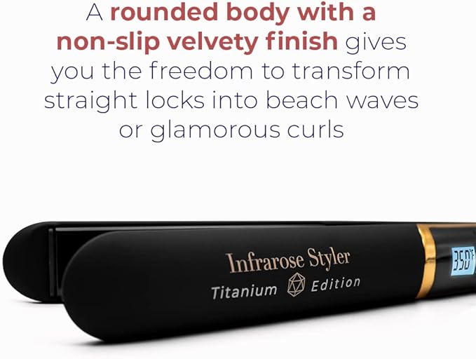 SRI Infrarose Titanium Styler – Professional Flat Iron with Floating Plates to Reduce Pulling – Hair Straightener for Curly, Damaged, Fine Hair, All Hair Types – Durable Design.