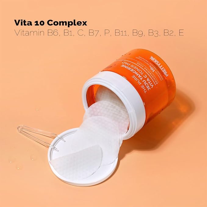 PRETTYSKIN Jeju Tangerine Vitamin C Toner Pads 70 sheets, Skin texture care and use as a facial mask pack, Soothing Moisturizing, Korean skincare