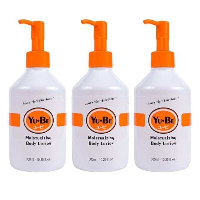 Yu-Be Body Lotion for Dry, Sensitive Skin – Non-Greasy, Fast-Absorbing Hand & Body Moisturizer Pump Bottle, 10.25 fl oz (3-Pack)