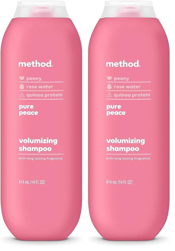Method Volumizing Shampoo,Pure Peace with Rose,Peony,and Pink Sea Salt Scent Notes,Paraben and Sulfate Free,14 oz,(Pack of 2)