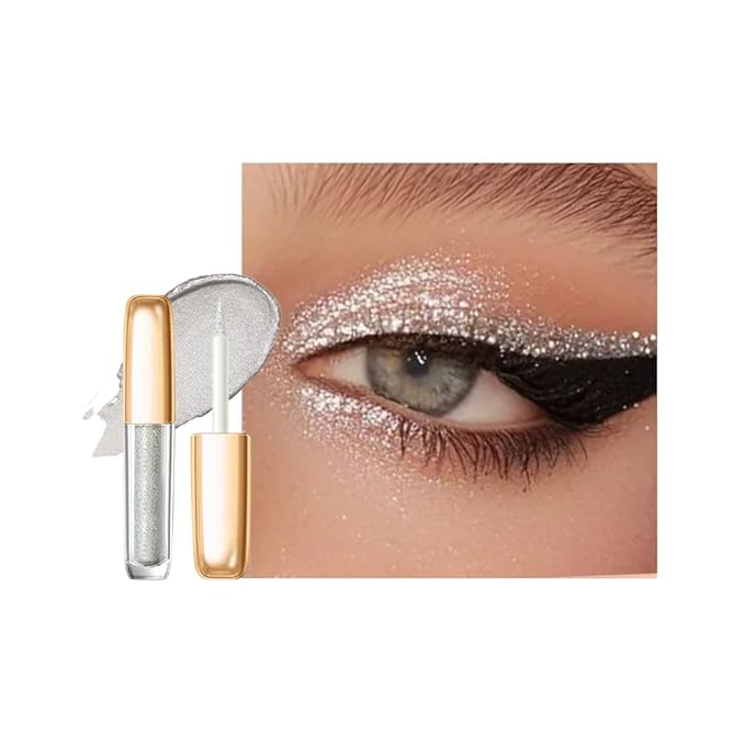 Liquid Glitter Eyeshadow Set, Korean Shimmer Eye Makeup, Waterproof Powder Formula, Quick-Drying, Long Lasting, 0.17 Oz (01#, 1PCS)