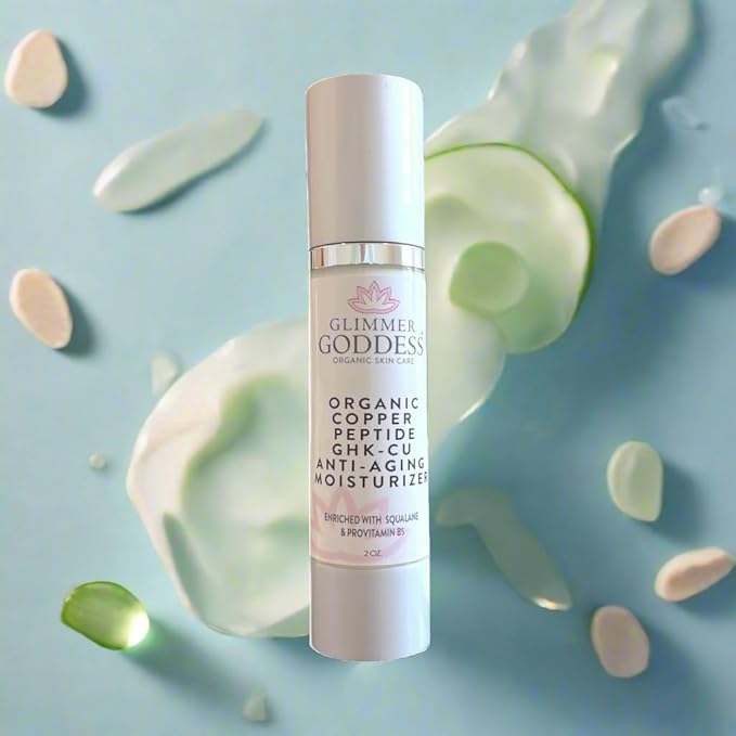 GLIMMER GODDESS Copper Peptide Moisturizer – Lightweight Hydrating Cream with GHK-Cu Complex, Organic Aloe Vera & Botanical Oils – For All Skin Types