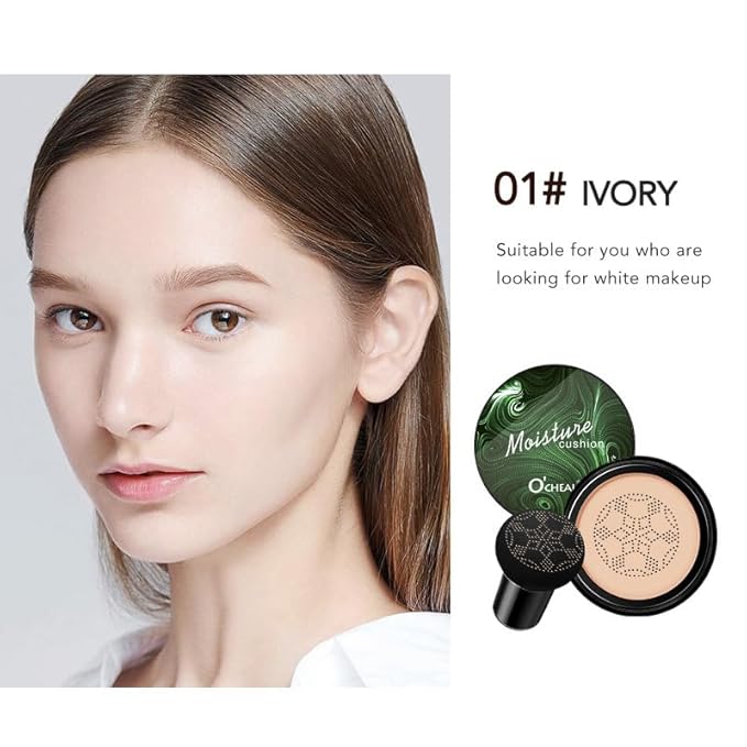 O'CHEAL Mushroom Head Air Cushion BB Cream Foundation Cream for Face Makeup Concealer Cushion for Face Comestics Make Up Cushion Compact Natural