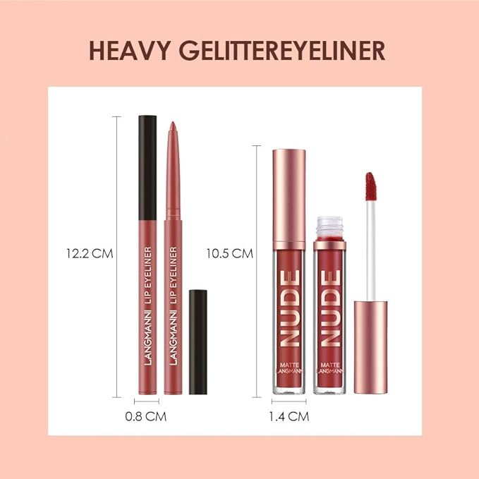 BONNIE CHOICE 12Pcs Matte Liquid Lipstick + Lip Liner Pens Set, 6 Matte Lipstick With 6 Matching Smooth Lipliner Waterproof Long Lasting 24 Hour Lip Gloss Makeup Valentine's Day Gifts for Women