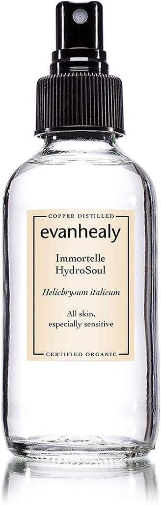 evanhealy Immortelle HydroSoul | Copper Distilled Hydrosol | Organic Facial Tonic | Face Toner for Dark Circles & Morning Eye Puffiness | Spicy Warmth, Smokey, Maple Sweet Fragrance
