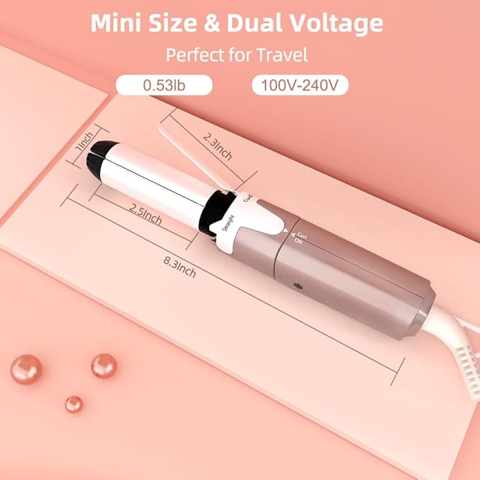 VAV Travel 1 Inch Mini Flat Iron for Short Hair,Portable Hair Straightener and Curler 2 in 1, Dual Voltage Curling Iron for Traveling,Compact Size