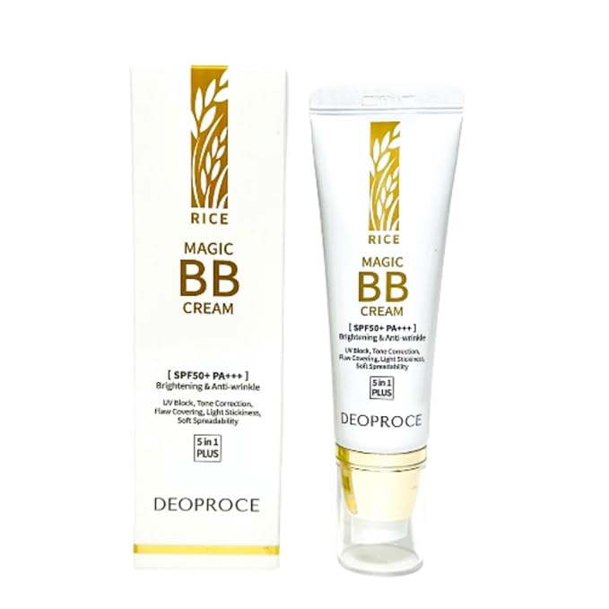 Deoproce Rice Magic BB Cream SPF 50+ PA++++ | Anti-Wrinkle Formula | UV Block, Flaw Covering, Lightweight & Hydrating | Natural Beige #21 | 50g