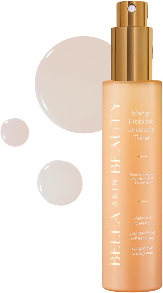 Bella Skin Beauty Deodorant Enhancer® Probiotic Underarm Toner - Mango - Patented Pre-Deodorant Spray That Helps Deodorants Last Longer and Helps Sweat Stay Odorless - Underarm Spray, Wipe, Apply