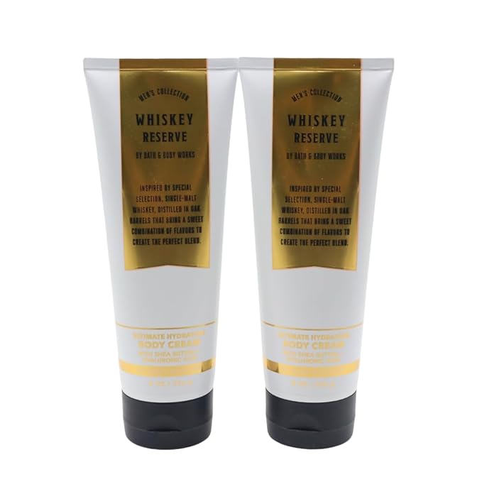 Bath & Body Works WHISKEY RESERVE Men's Collection Ultimate Hydration Body Cream Gift Set with a Red Bow for Holidays - Pack of 2