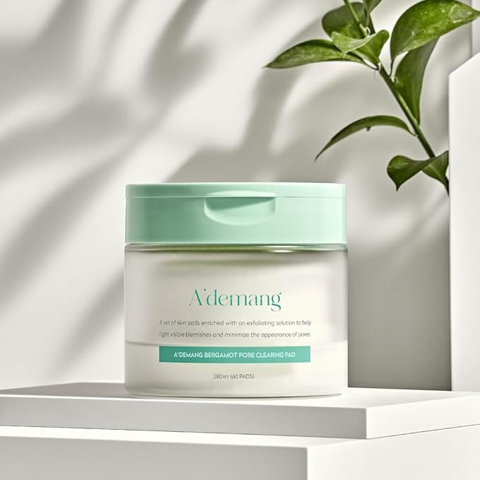 A'demang Bergamot Pore Clearing Toner Pad | Exfoliating Facial Pad, Facial Peels, Hydrating | for Acne Prone, Dry Oily Combination Skin | Korean Skincare [9.4 fl oz. / 280ml, 60 Pads]
