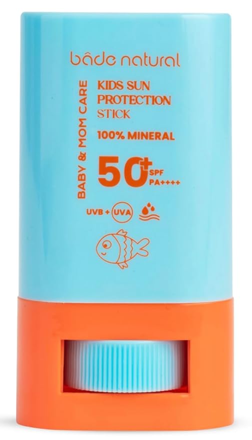 Bade Natural Kids Mineral Sunscreen Stick SPF 50+ – 100% Natural Zinc Oxide Sun Protection for Babies & Children, Broad Spectrum UVA/UVB Defense, Water Resistant & Gentle Formula, 0.56 oz
