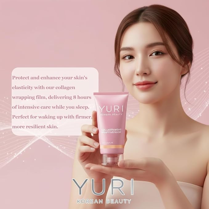 YURI Collagen Night Wrapping Mask,YURI Collagen Mask,Easy Peel Off Facial Mask Skin Care night mask，Hydrating Face Mask is the Ideal Gifts for Women and Teen Girls!2.54 fl.oz (1 pcs)