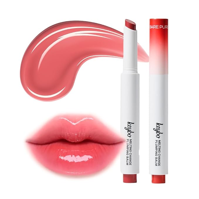 KEYBO Melting Change Plumping Lip Balm – Hydrating Glossy Tinted Lip Plumper, Non-Sticky MLBB Balm for Smooth, Natural Volume – Moisturizing K-Beauty Lip Treatment (06. Bare Pure)