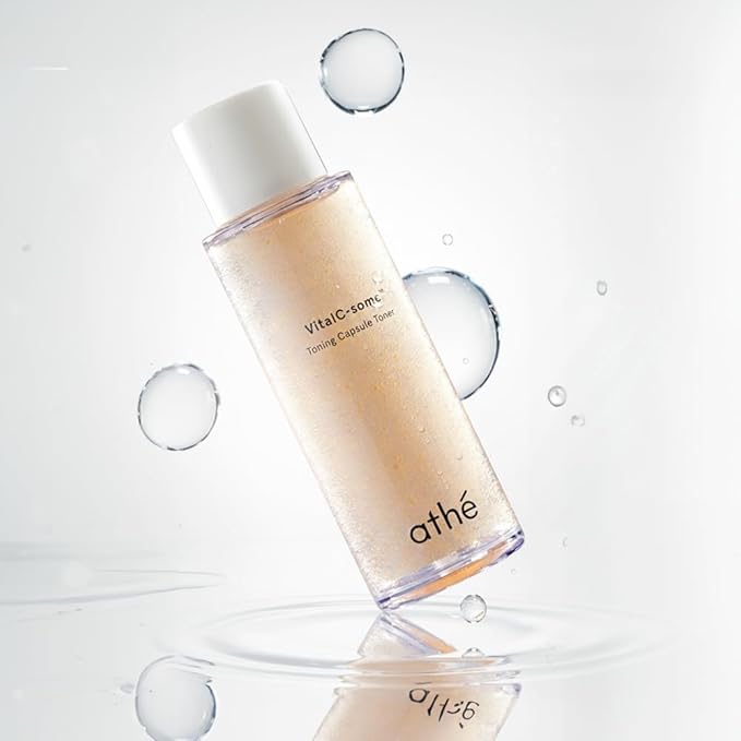 athé VITALC-Some™ Toning Capsule Toner – Vegan Vitamin C Essence with 7-Type Hyaluronic Acid, Ceramide & Vitamin B Complex | K-Beauty Brightening & Barrier Care Toner for Dull & Dry Skin | 4.39 fl.oz