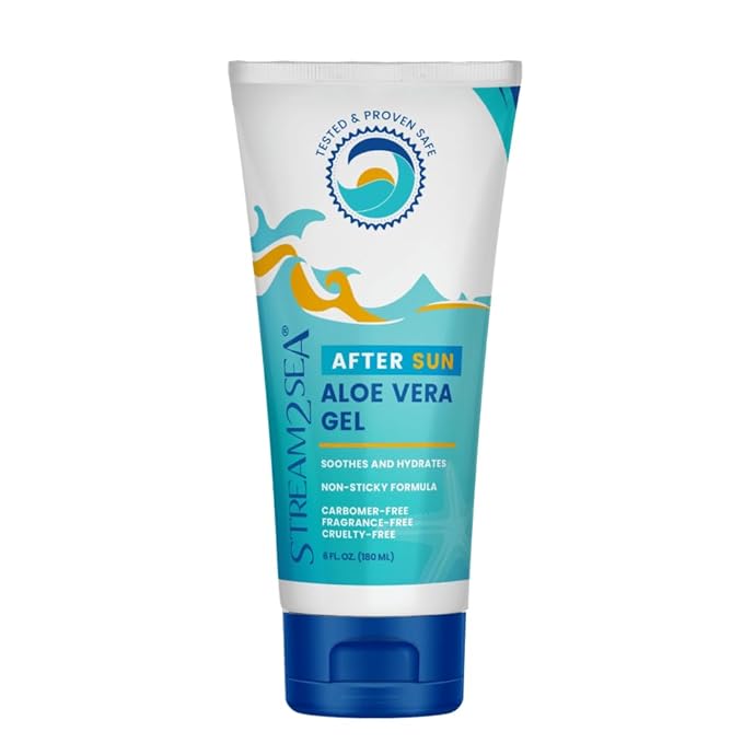 STREAM 2 SEA Soothing Aloe Vera Gel, Reef Safe Paraben Free All Natural Underwater Sting and Sunburn Relief, After Sun Care for Face and Body Easy to Absorb Hydration Moisturizing Formula, 6 Fl oz