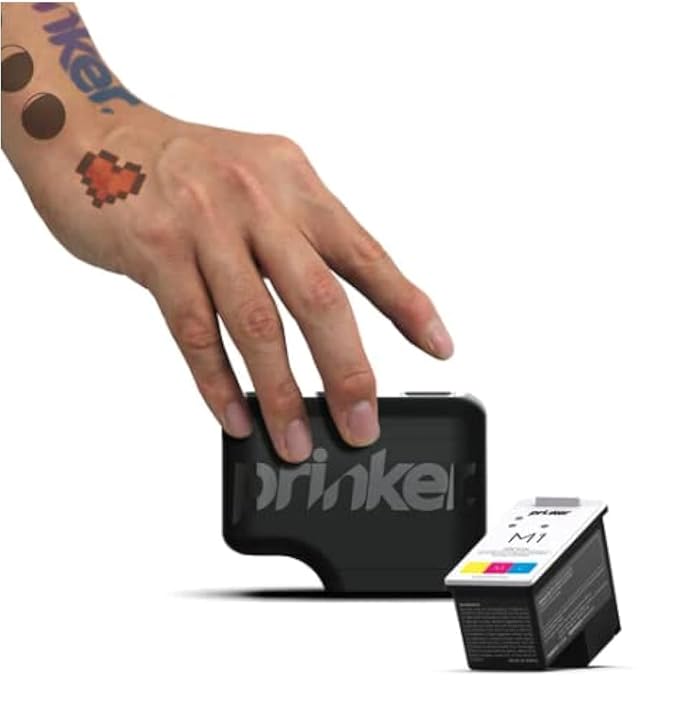 Prinker M Color Temporary Tattoo Printer, Custom Tattoos in Seconds, Water-Resistant and Soap-Washable, Android & iOS Compatible, Ink Included