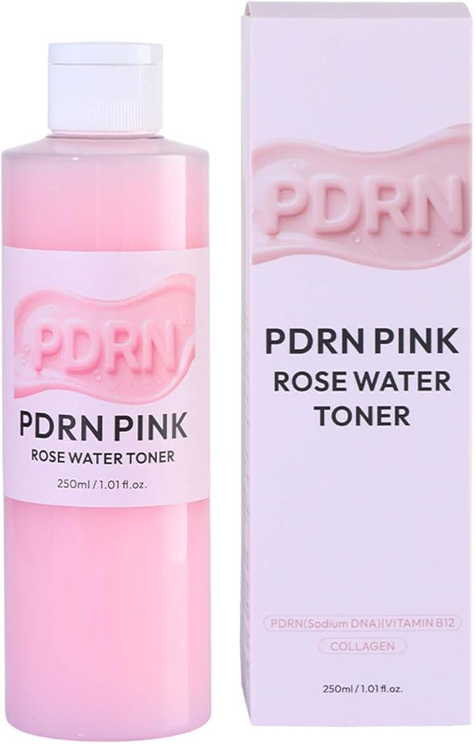 PDRN Pink Rose Water Toner Hydrating Soothing Facial Care with Hyaluronic Acid, Barrier Support, Even Tone, Pore Refining, Soft Glow Skin Alcohol-Free Formula for All Skin Types 8.45oz (1)